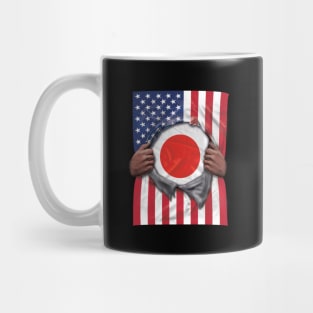 Japan Flag American Flag Ripped - Gift for Japanese From Japan Mug